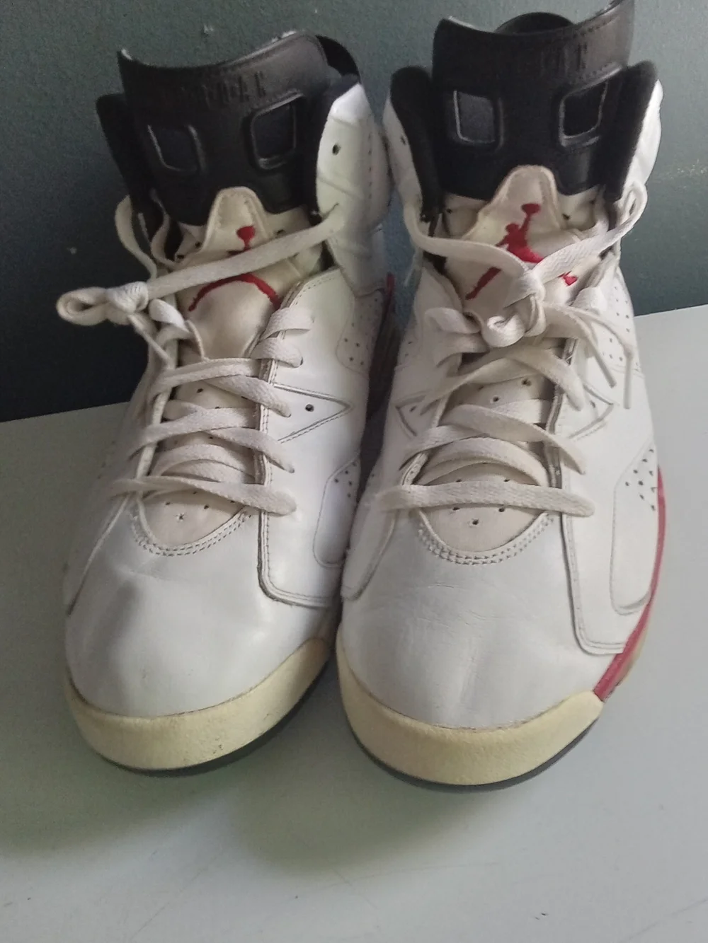 Jordan 6 Retro White Varsity Red Basketball Shoes 384664-102 High Top Mens